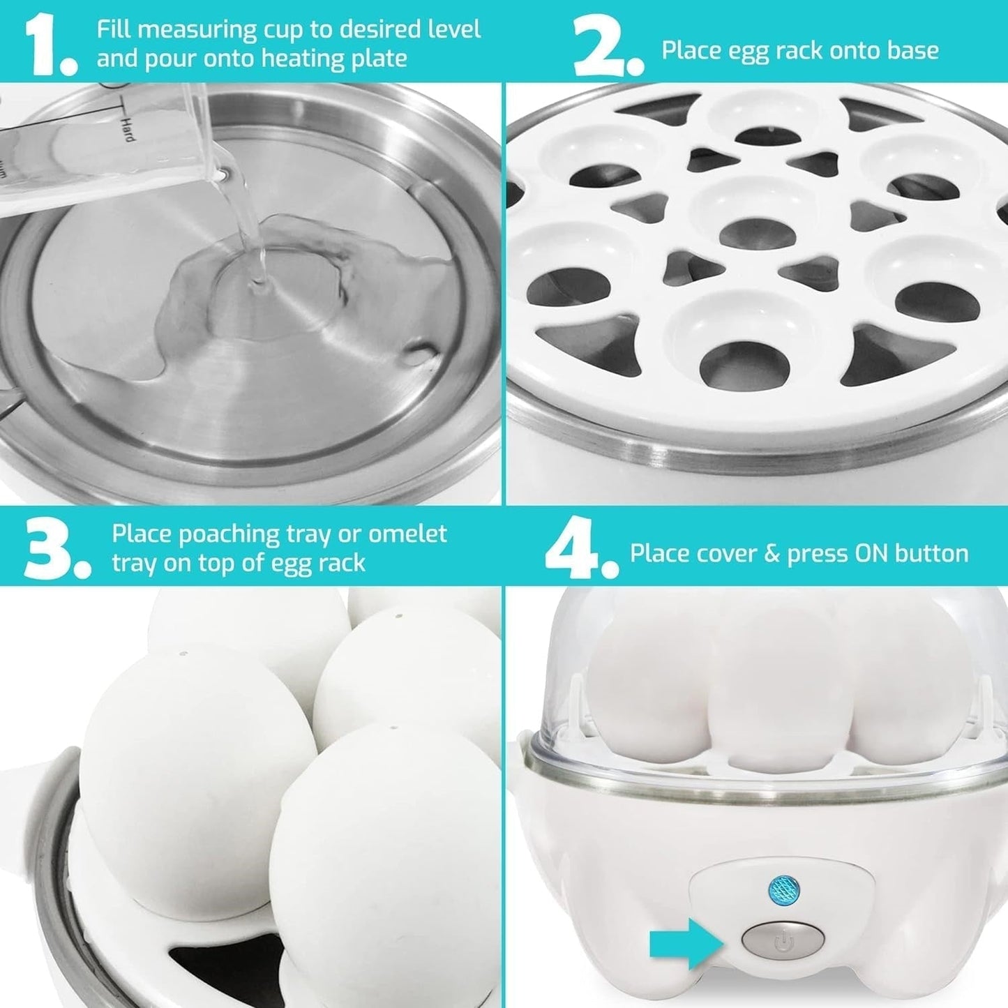 Äggkokare – Snabb Tillagning, Pocherade Ägg och Tortilla med Automatisk Avstängning