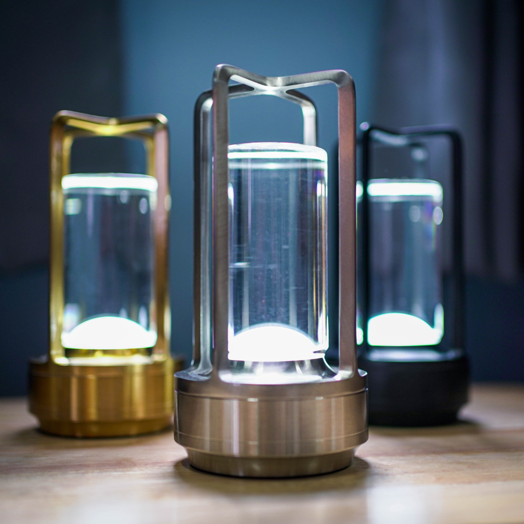 Krystal Bordlampe med LED Stearinlys Effekt – Stilfuld Belysning