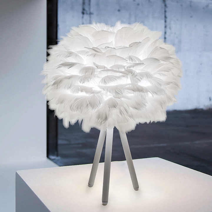 Dæmpbar Bordlampe med Fjer – Skab Elegant Belysning