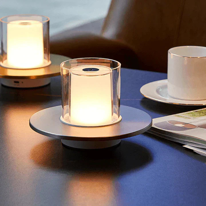Sikker LED Bordlampe med Ægte Stearinlysglød