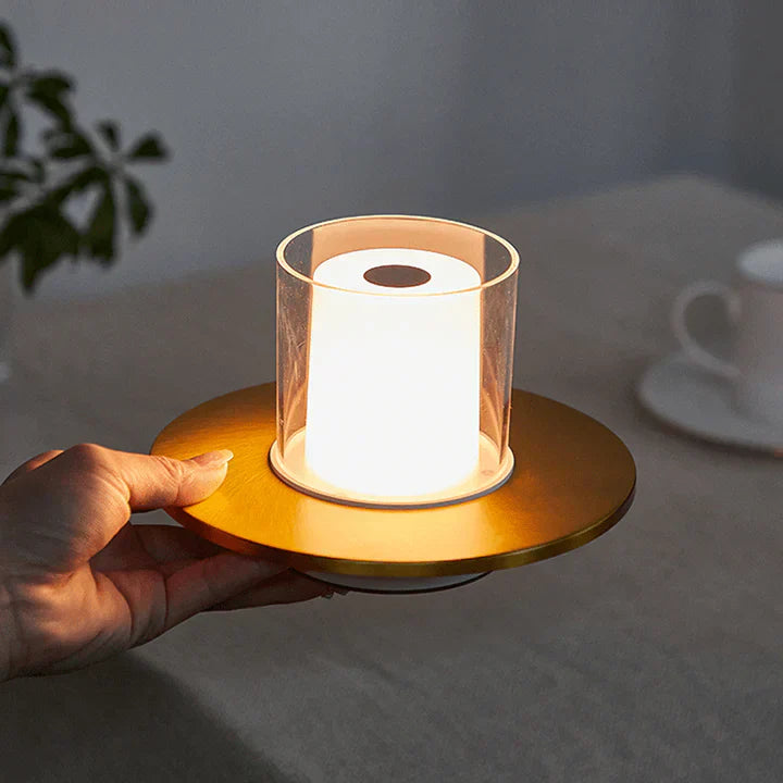 Sikker LED Bordlampe med Ægte Stearinlysglød