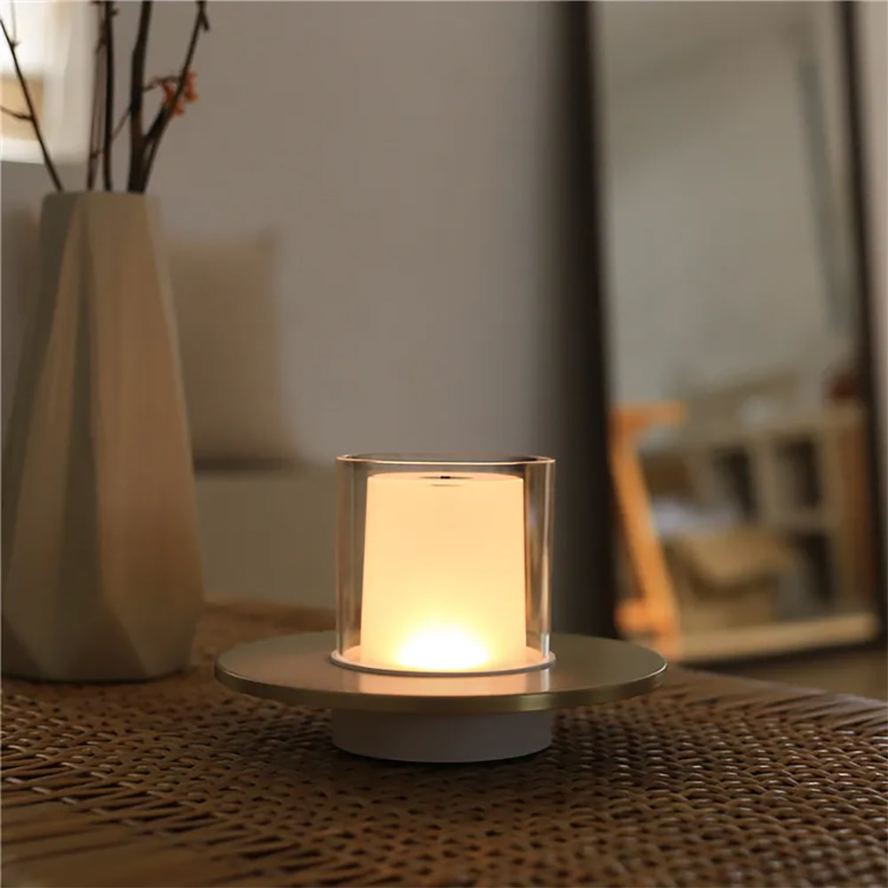 Sikker LED Bordlampe med Ægte Stearinlysglød