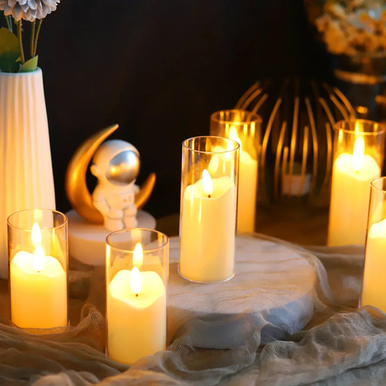 Flammesikre LED Stearinlys i Glas - Hygge & Sikkerhed