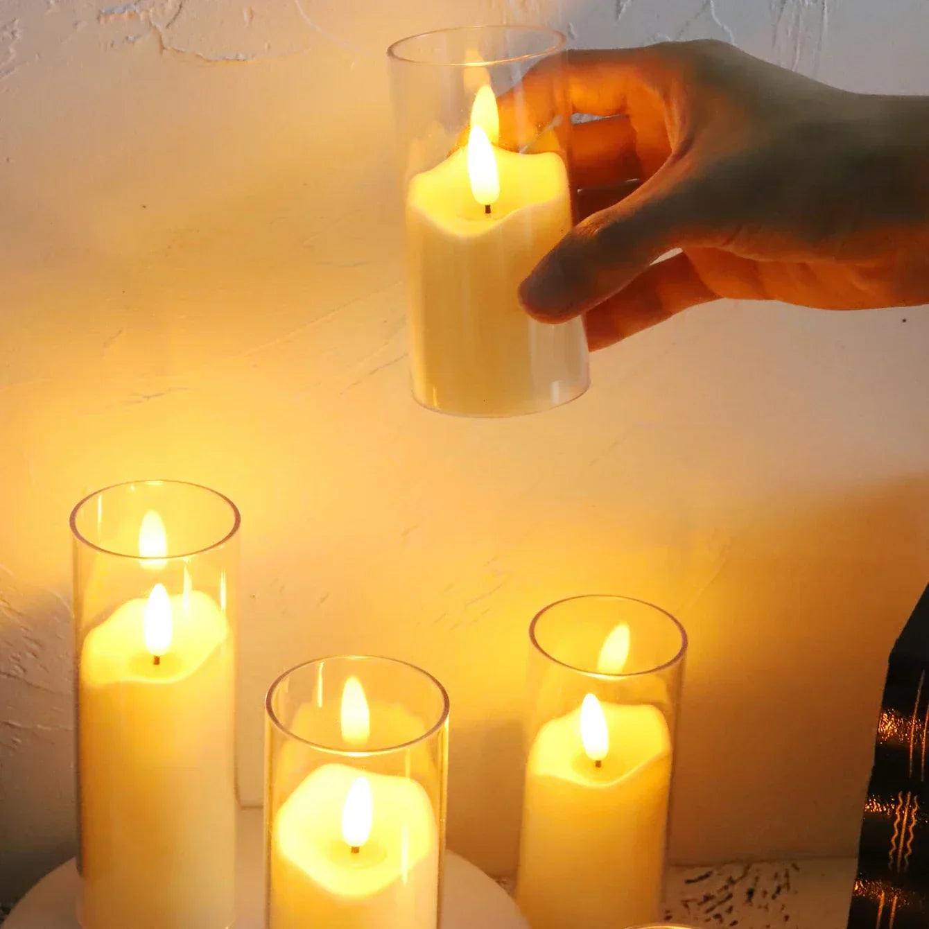 Flammesikre LED Stearinlys i Glas - Hygge & Sikkerhed