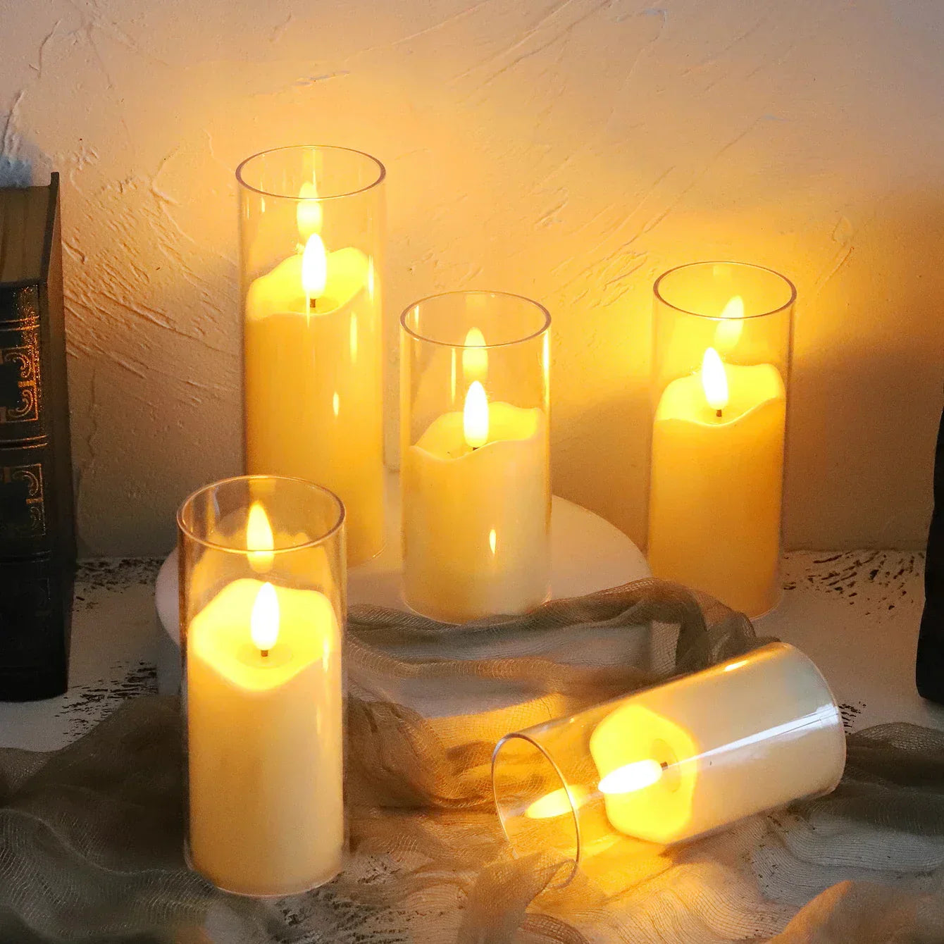 Flammesikre LED Stearinlys i Glas - Hygge & Sikkerhed