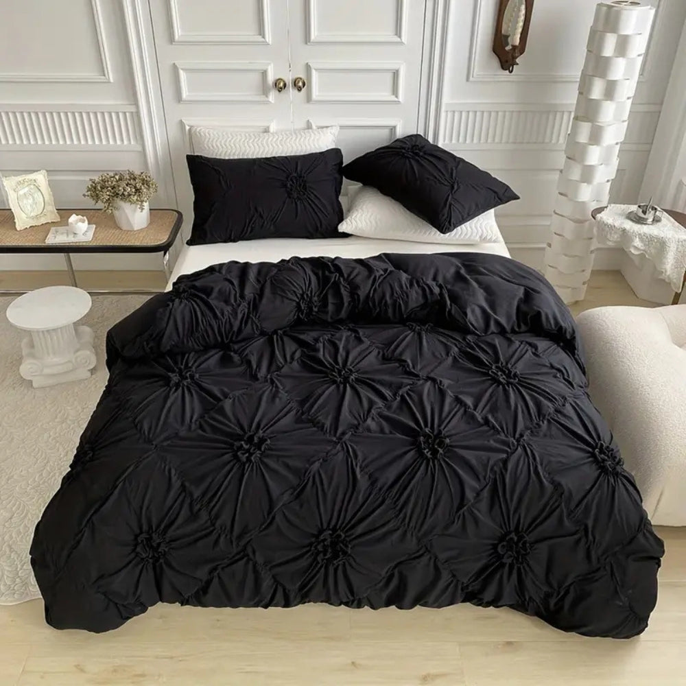 Elegant Sengetøjssæt i Mikrofiber med Plisseret Design