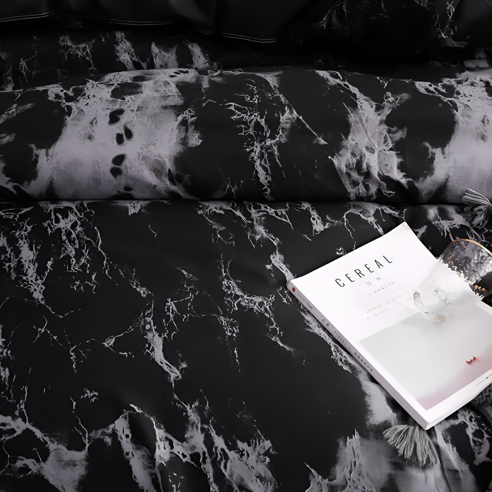 Luksuriøst Sengetøjssæt i Marmor Design med Blød Komfort