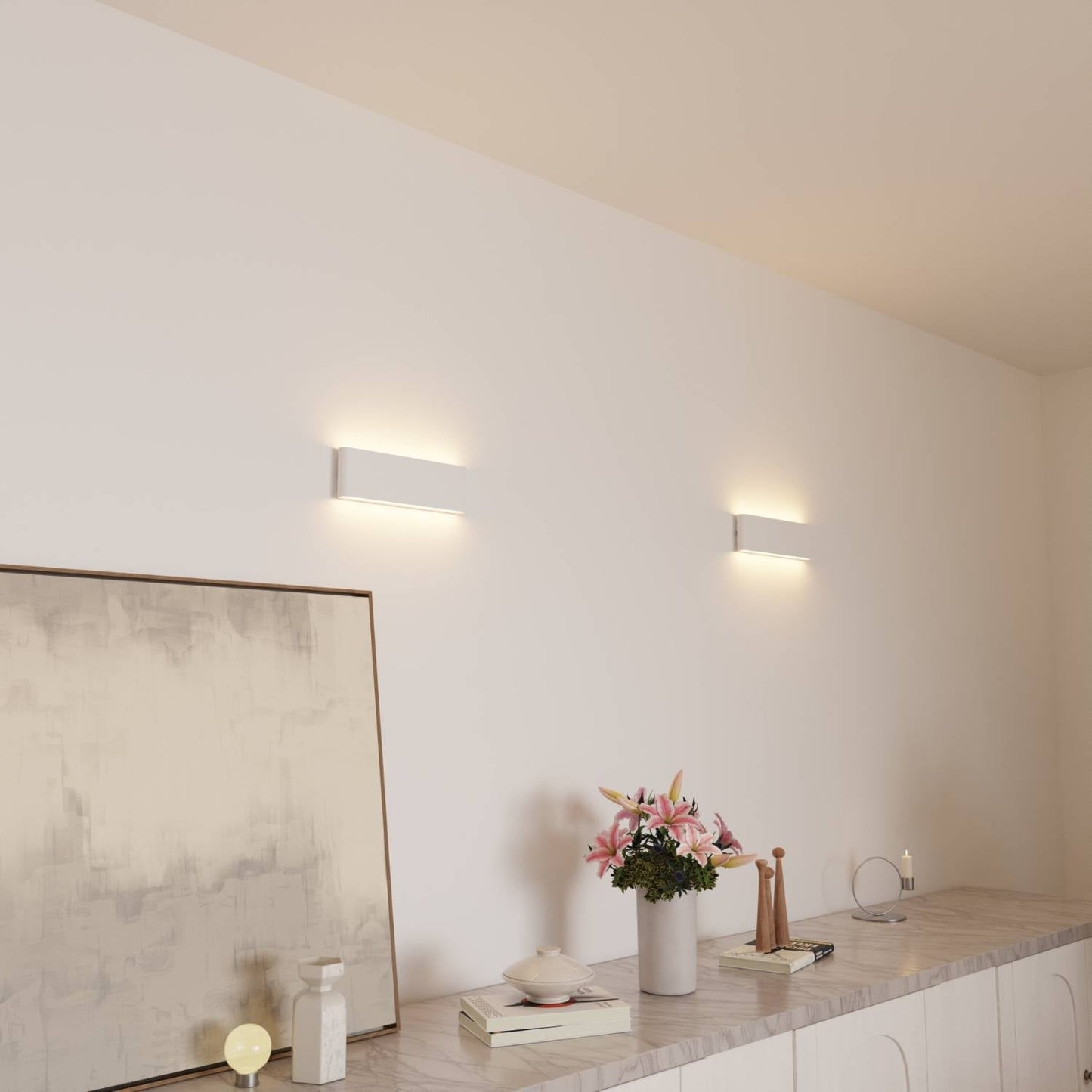 Elegant LED-vägglampa med mjukt ljus för minimalistisk inredning