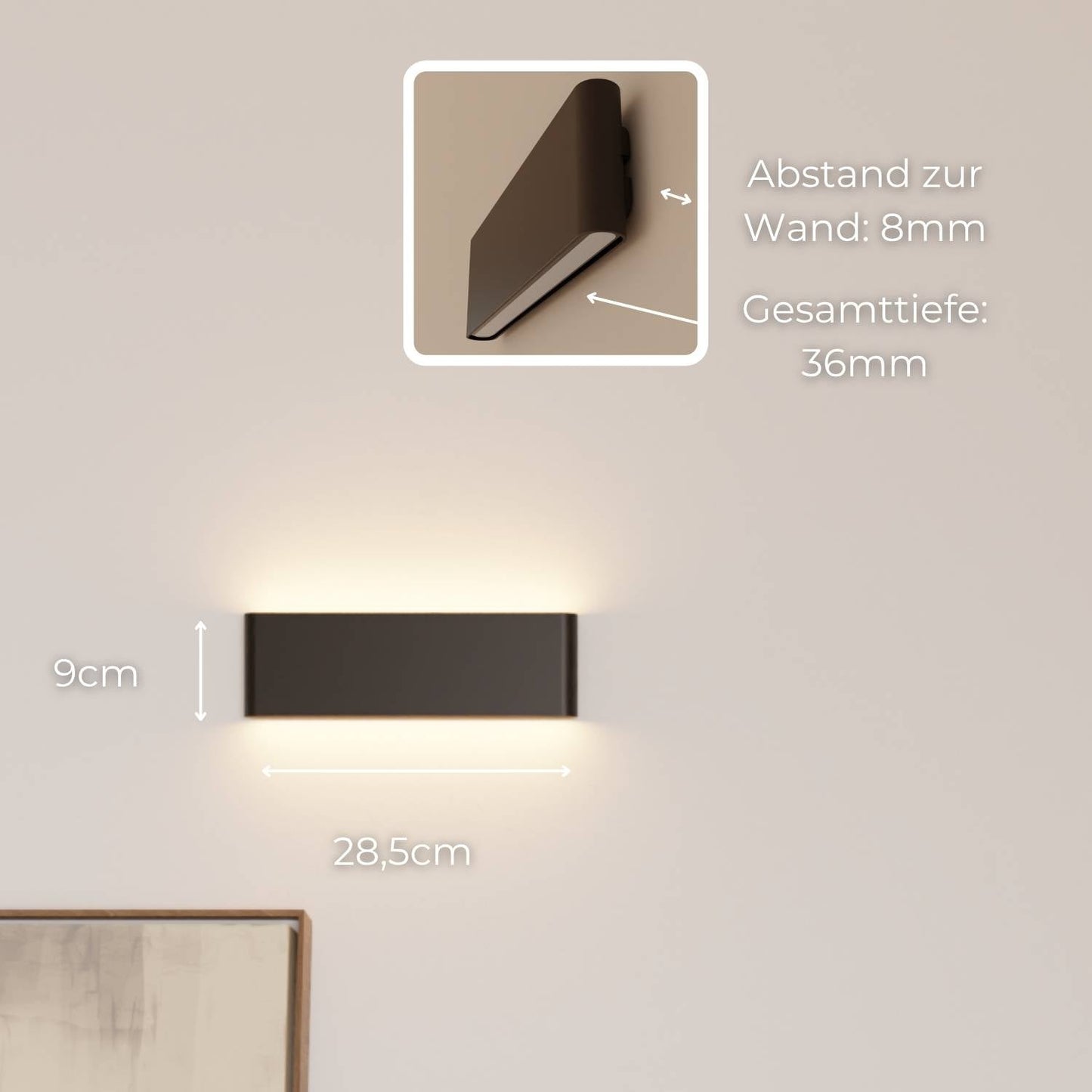 Elegant LED-vägglampa med mjukt ljus för minimalistisk inredning
