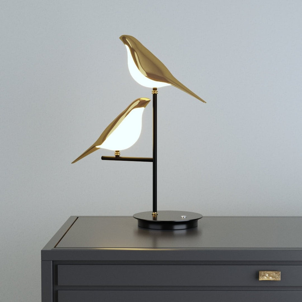 Skrivebordslampe i Metal med Justerbart Lys og Fugletema