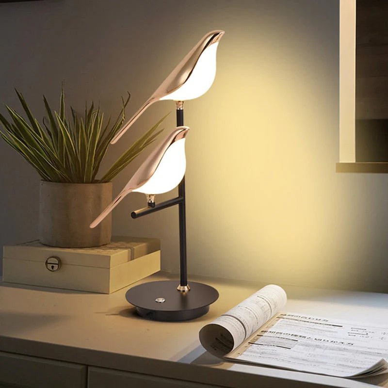Skrivebordslampe i Metal med Justerbart Lys og Fugletema