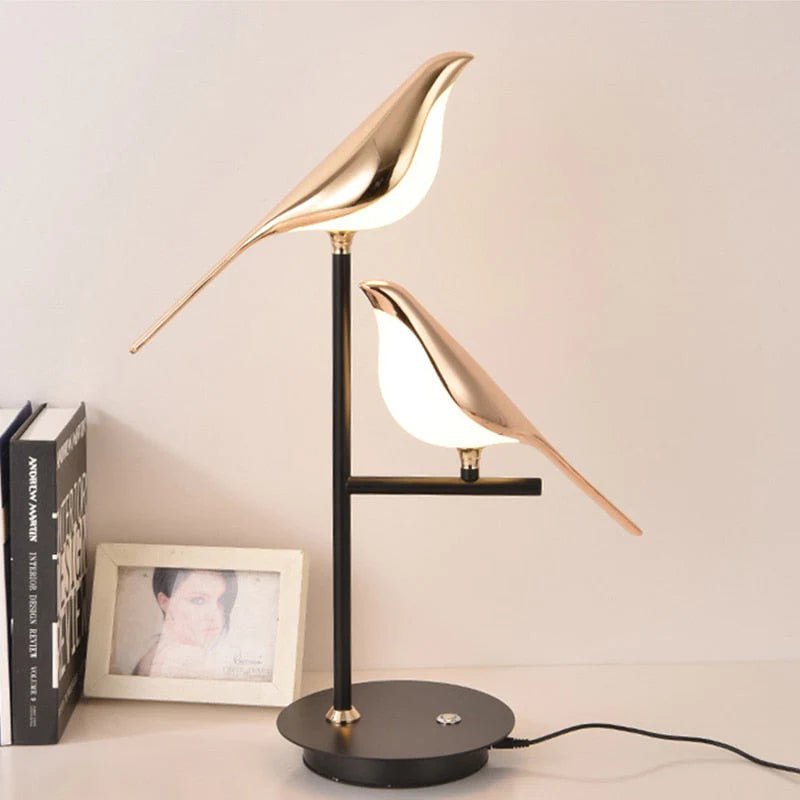 Skrivebordslampe i Metal med Justerbart Lys og Fugletema