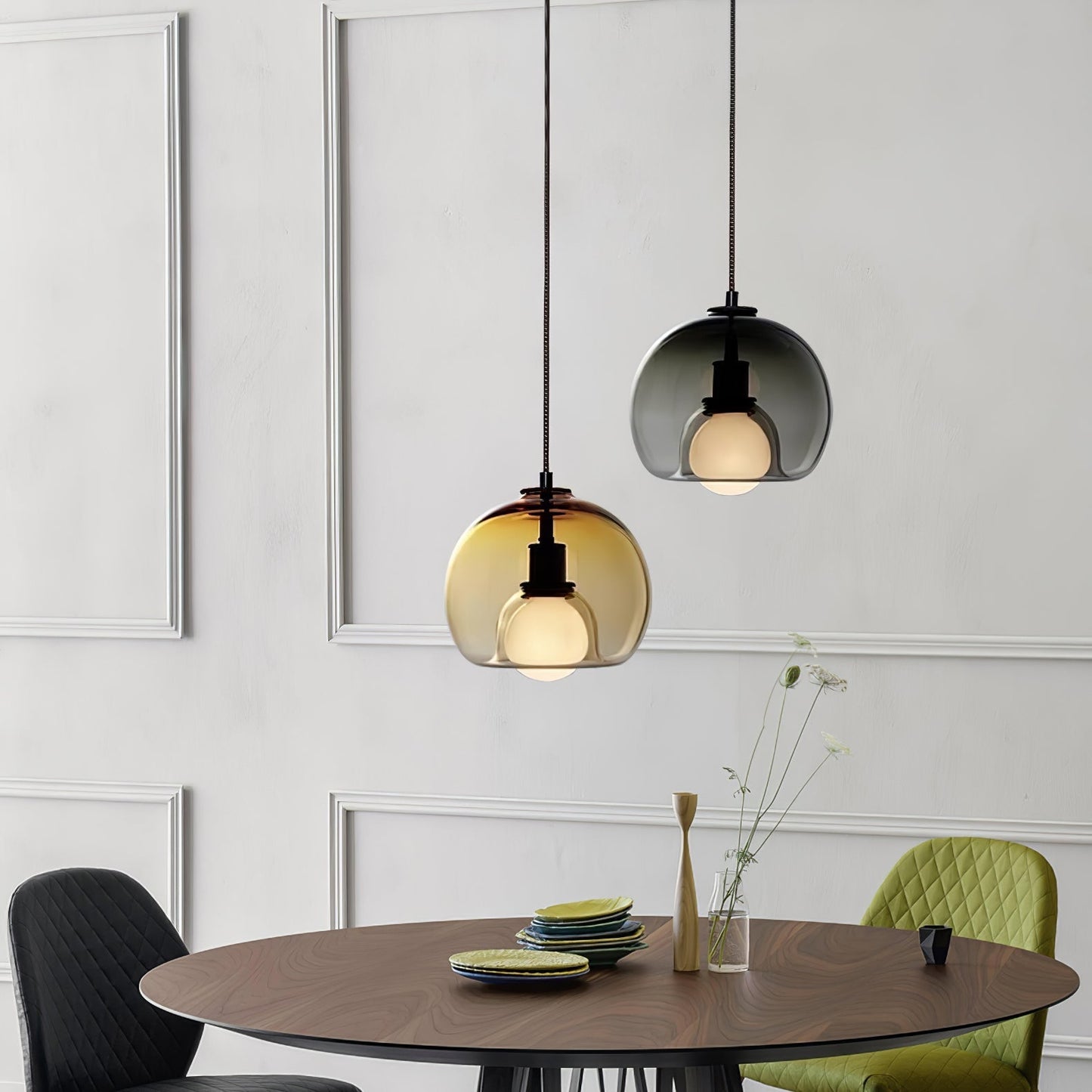 Moderne Loftslampe i Glas med Justerbar Højde