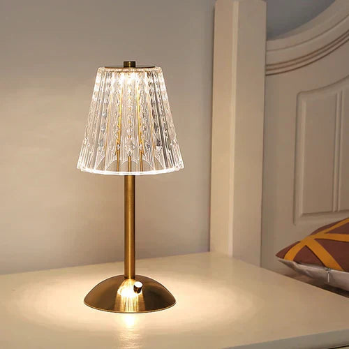 Bordlampe med Krystalskærm og Nem Touch Kontrol