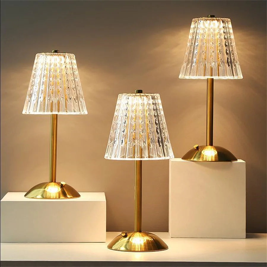 Bordlampe med Krystalskærm og Nem Touch Kontrol