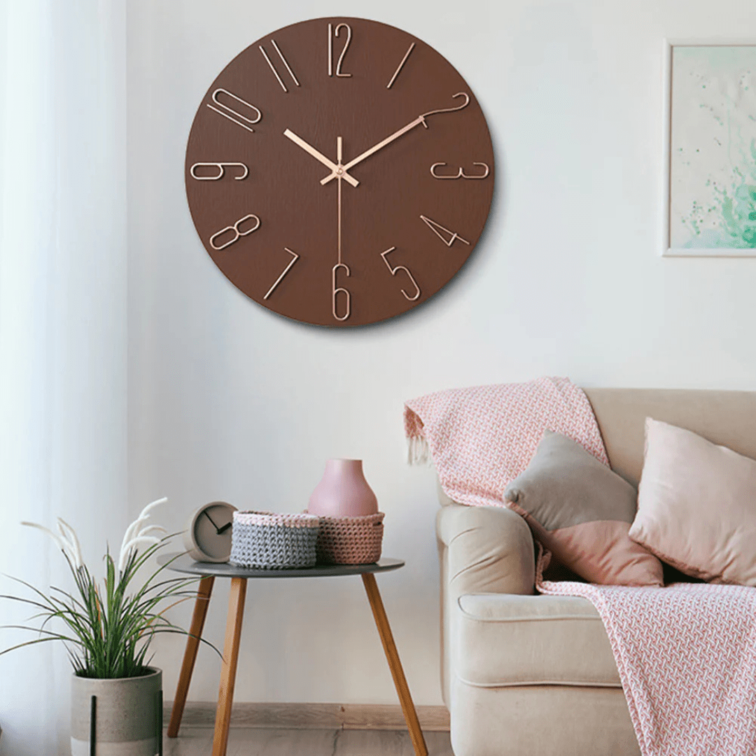 Tyst Väggklocka i Trä - Minimalistisk Design för Vardagsrummet