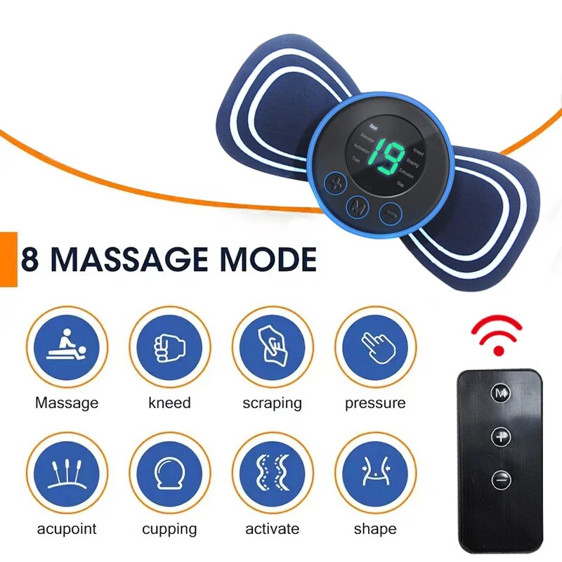 Mini bärbar elektrisk nackmassager med fjärrkontroll och kudde