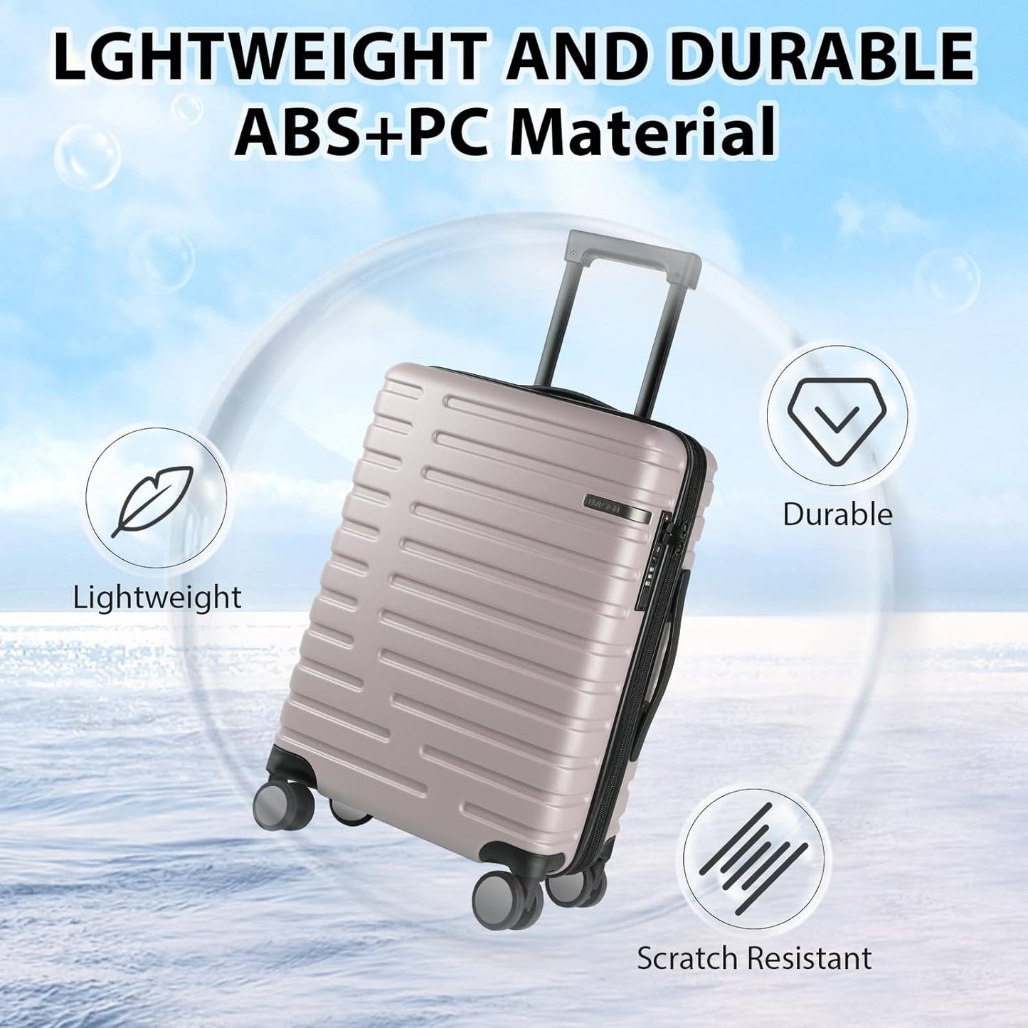Udvidelig hård suitcase med 360° hjul og TSA-lås