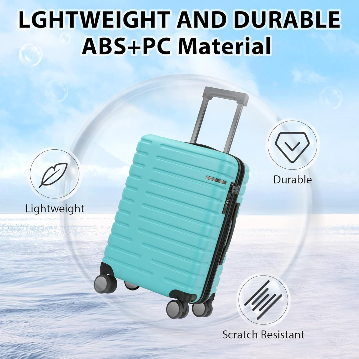 Udvidelig hård suitcase med 360° hjul og TSA-lås