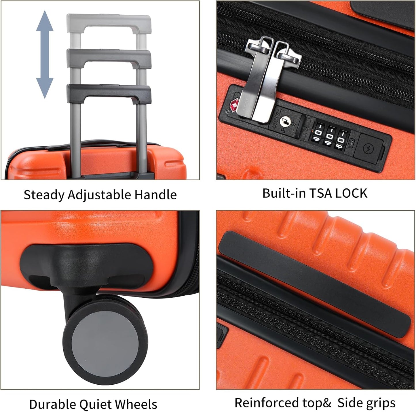 Udvidelig hård suitcase med 360° hjul og TSA-lås