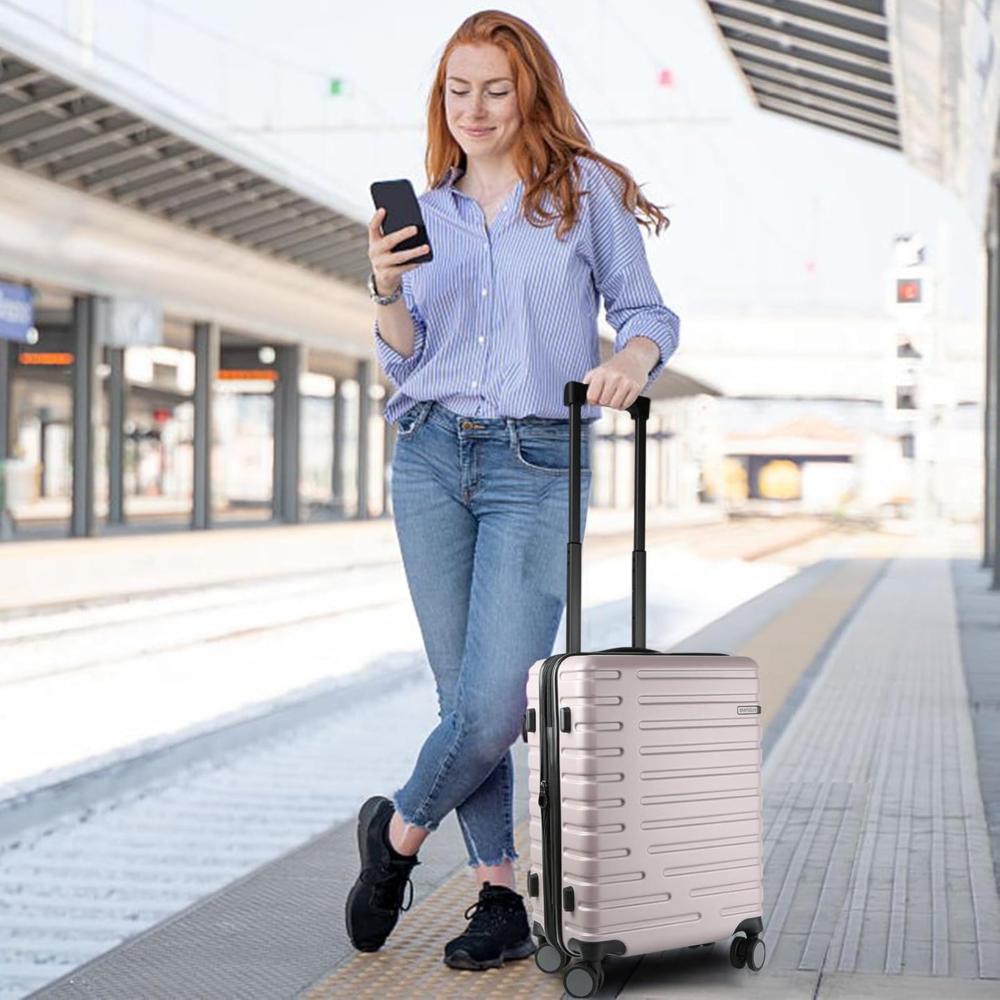 Udvidelig hård suitcase med 360° hjul og TSA-lås