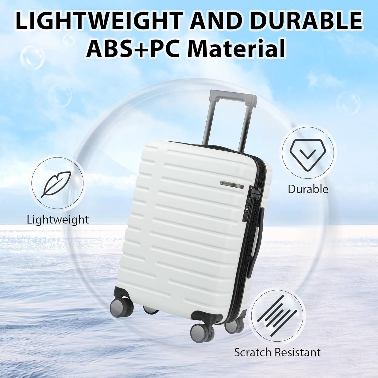 Udvidelig hård suitcase med 360° hjul og TSA-lås