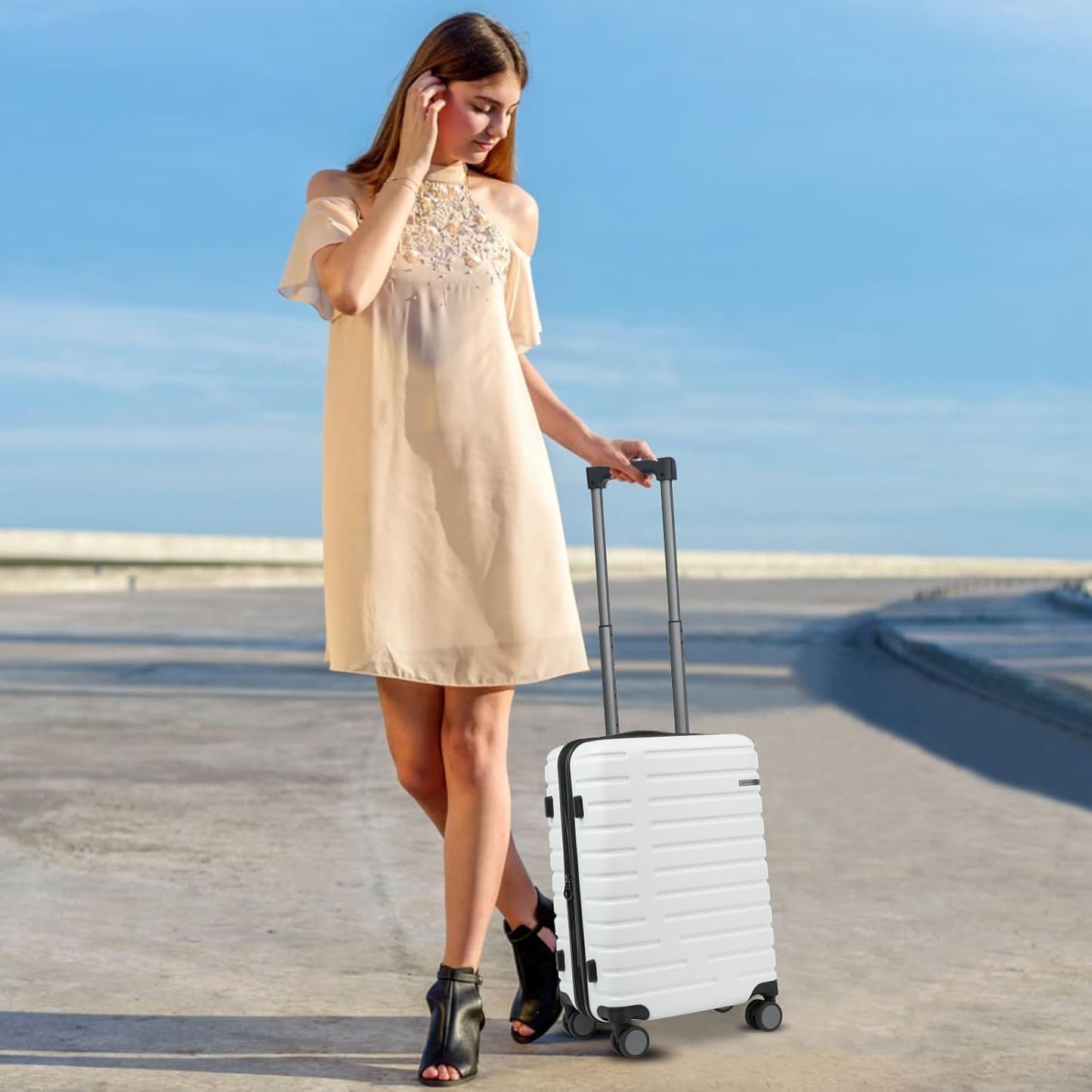 Udvidelig hård suitcase med 360° hjul og TSA-lås