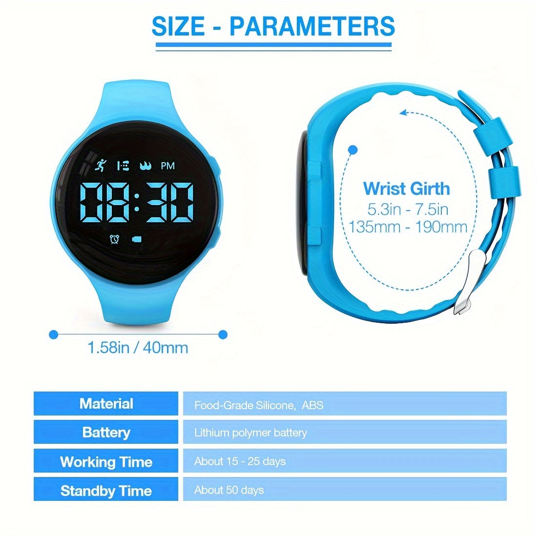Digitalt LED Ur med Skridttæller og Vibrerende Alarm – Fitness Tracker til Børn