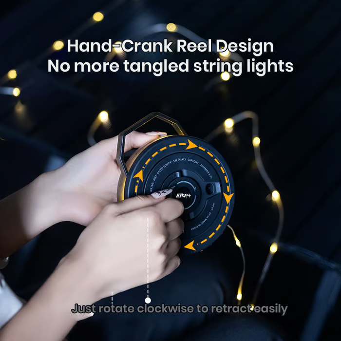 Campinglampe med USB-C genopladelig funktion | 14 timers lys og 3 indstillinger, IPX4, med indtrækkeligt kabel