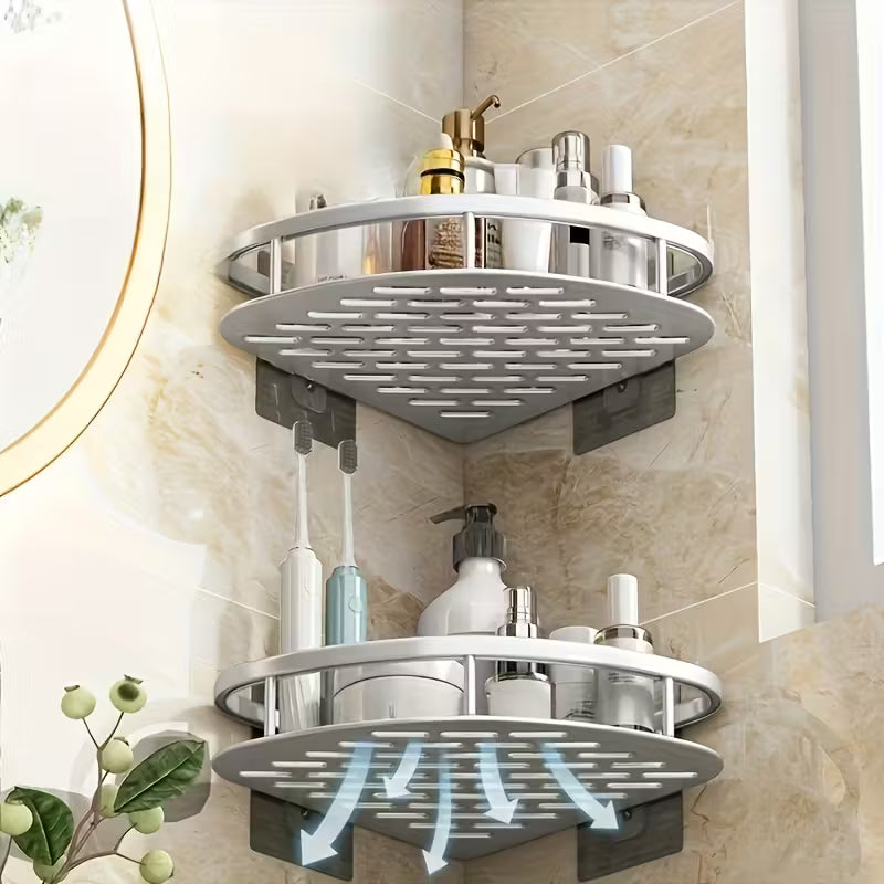 Elegant duschhylla i aluminium – enkel montering utan borrning