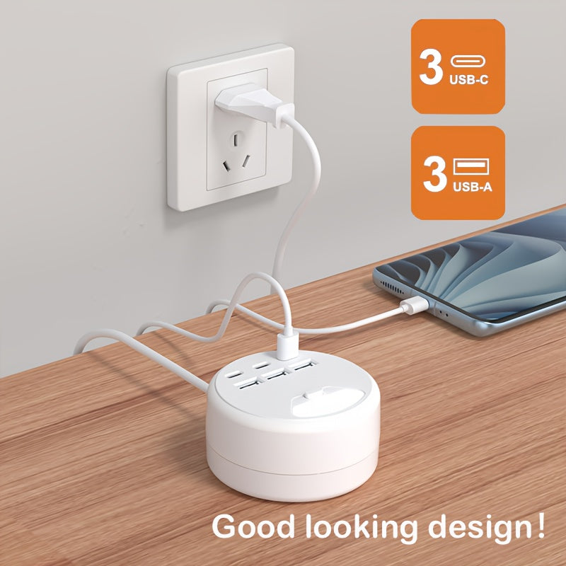 Smart grenuttag med USB-laddning – 3 USB-A och 3 USB-C-portar