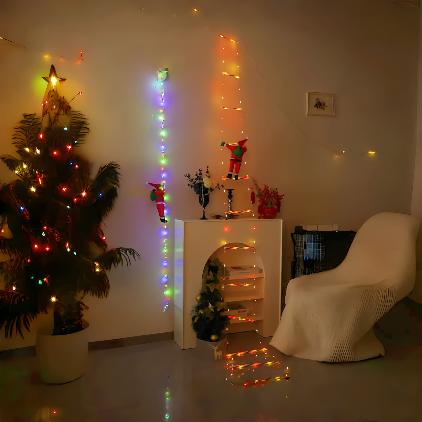 Julelys med Klatrende Nisse – Farverig og Energibesparende