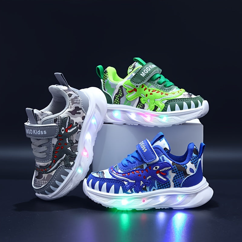 LED-sneakers til børn med dinosaur-design – sjovt og lyst til leg og eventyr
