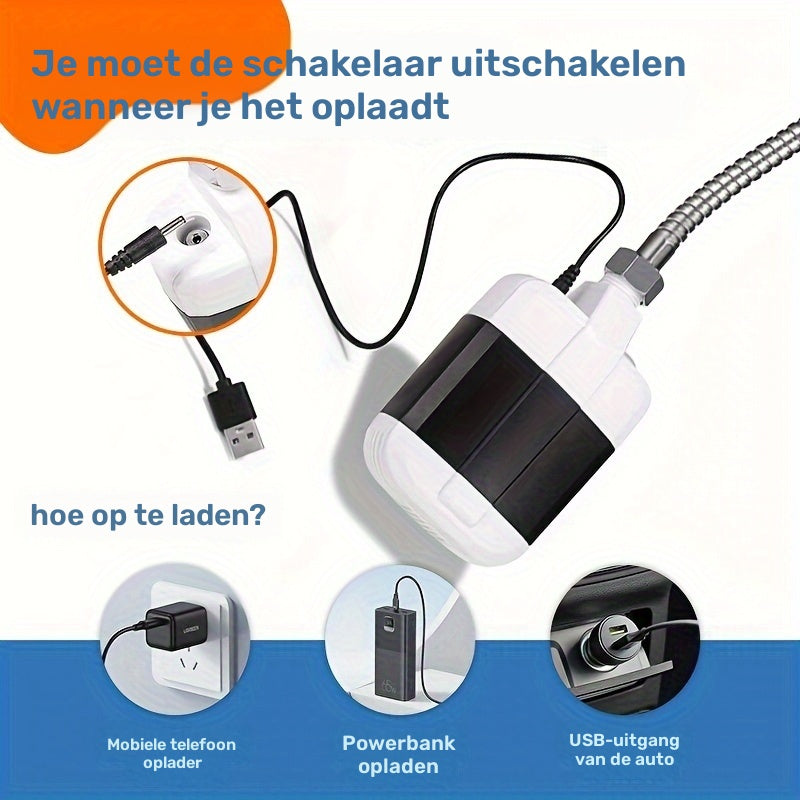 Bärbar campingdusch med vattenfiltersystem