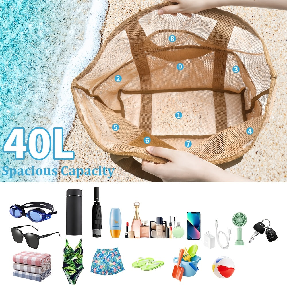 Lette og Pladsbesparende Strandtaske med Åben Top – 40L Kapacitet