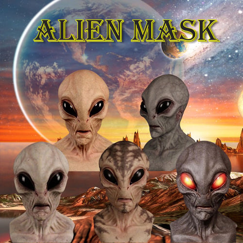 Realistisk Alien Mask CosmicMorph | Handmålad Halloween Maskeradtillbehör