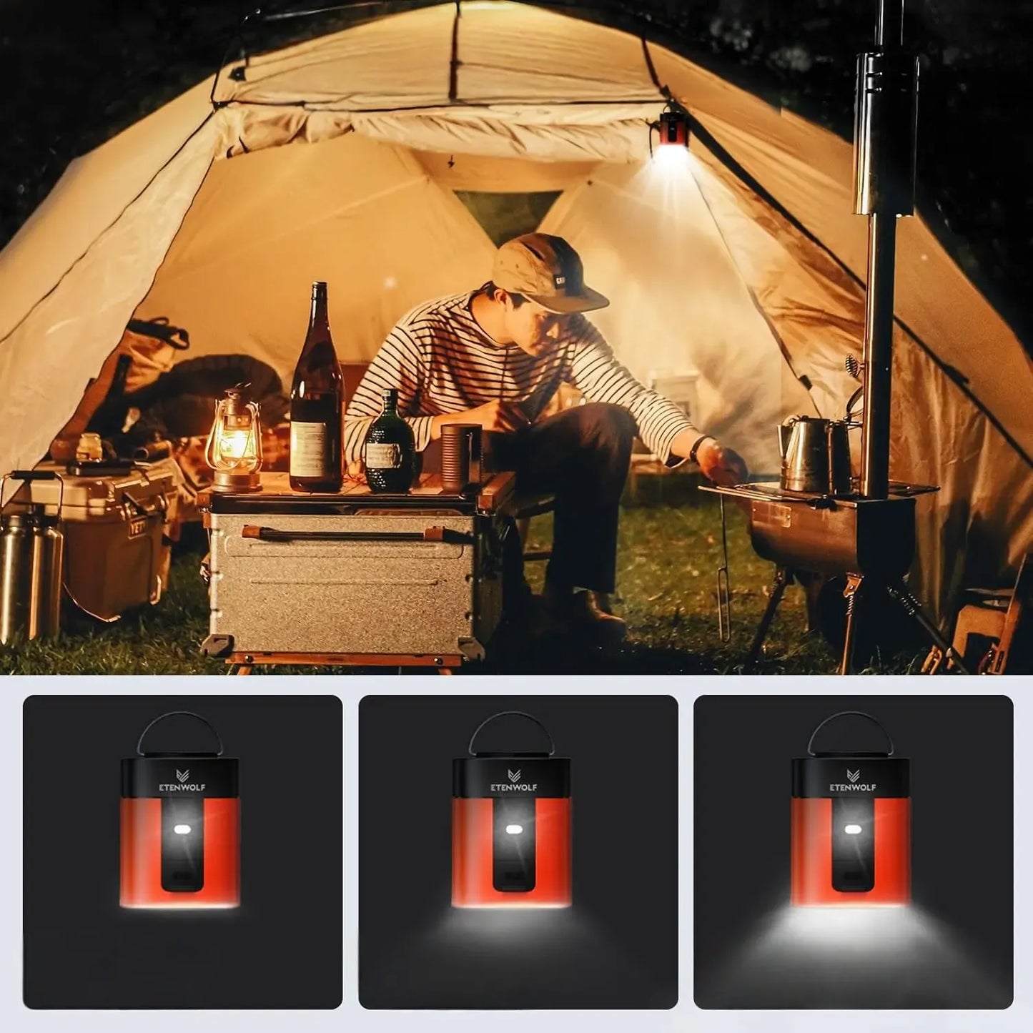 Kompakt Mini-Luftpumpe med Campinglys og Kraftfuld Batteri