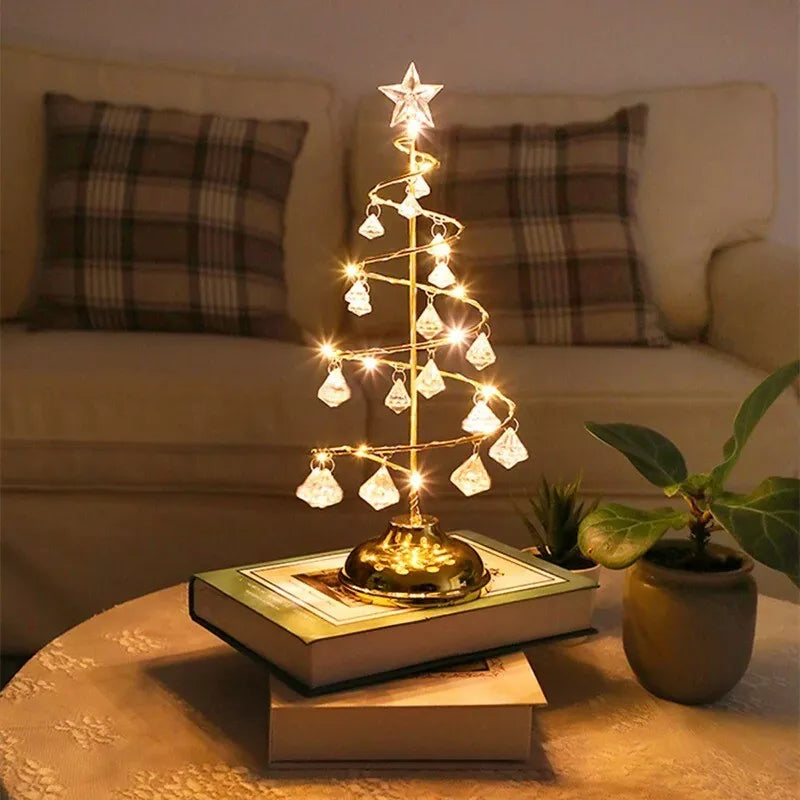 Elegant LED Bordlampe med Spiraldesign til Julestemning