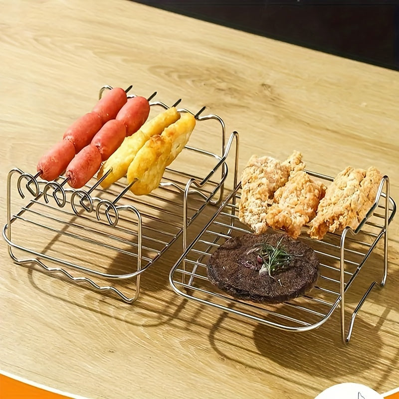 Airfryer-tillbehörssats i rostfritt stål med grillspett
