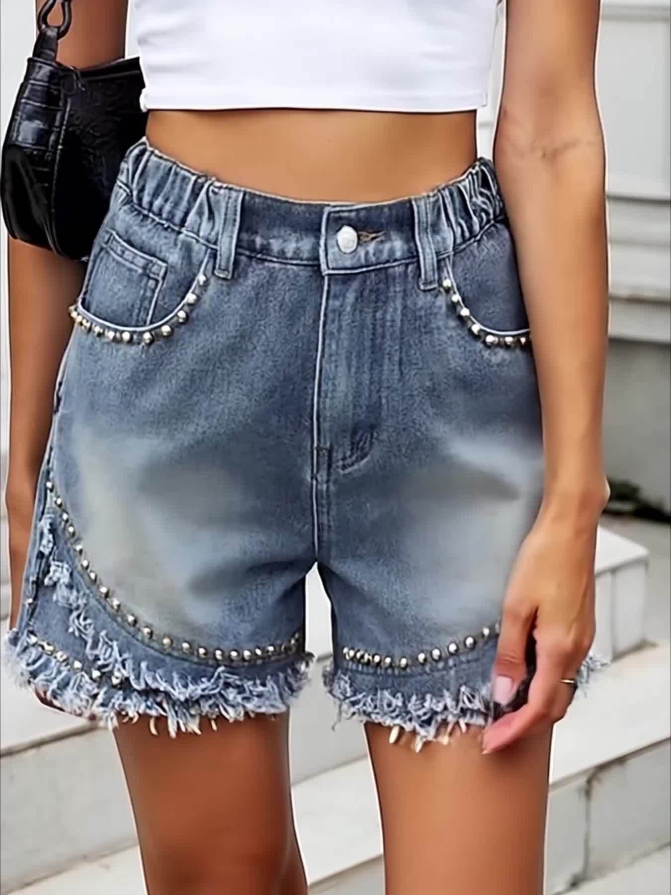 Moderna Denimshorts – Slim Fit med Rå Detaljer