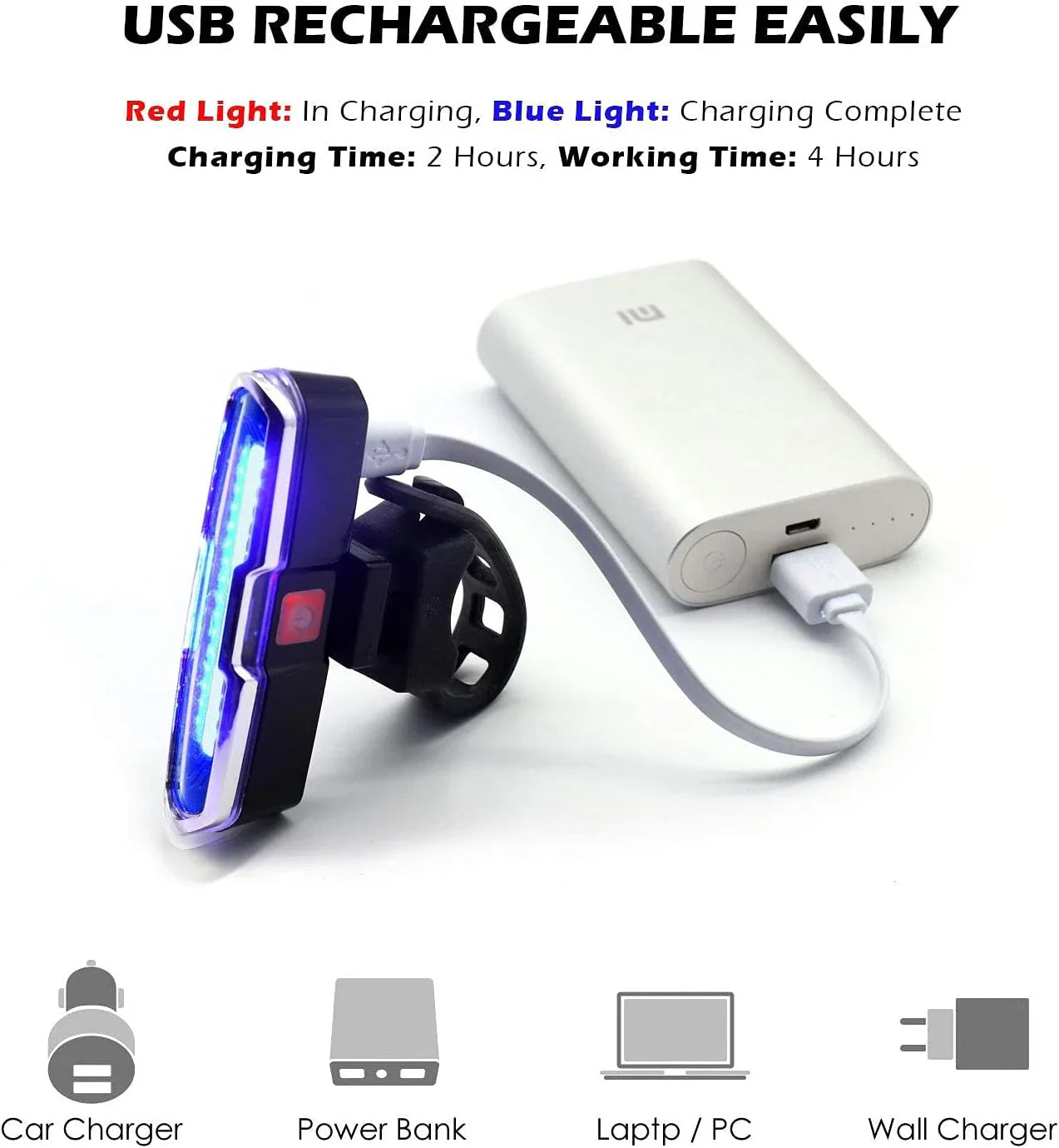 Kompakt USB-C Cykellampa Bakljus – 110 Lumen för Säkerhet