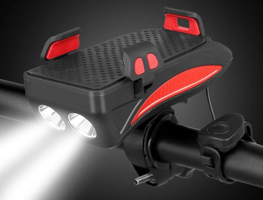 Multifunktionella cykeltillbehör med telefonhållare & LED-lampa