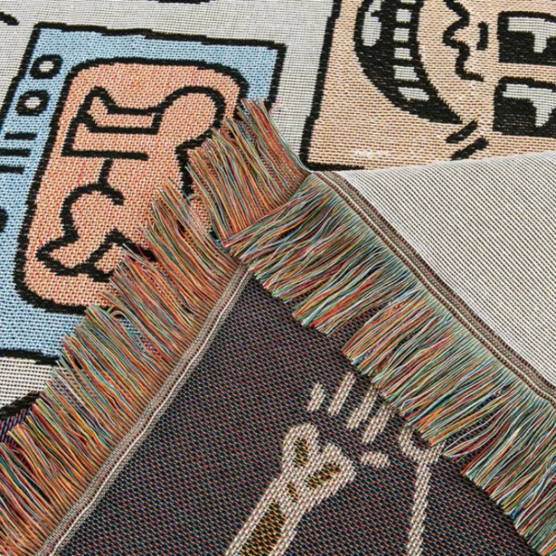 Mjuk och Mångsidig Pläd med Unikt Doodle-Mönster