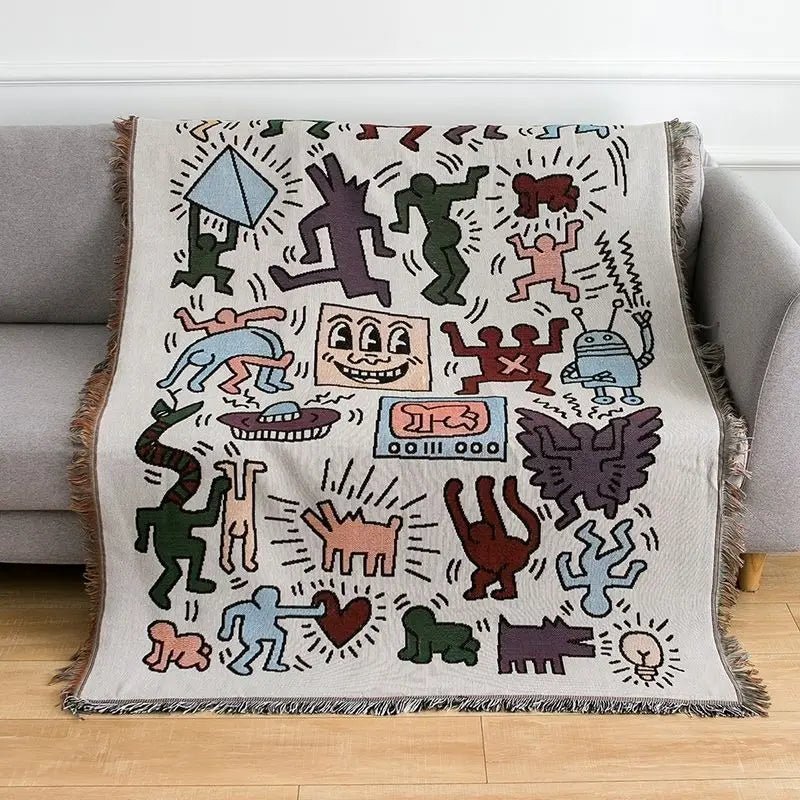 Mjuk och Mångsidig Pläd med Unikt Doodle-Mönster