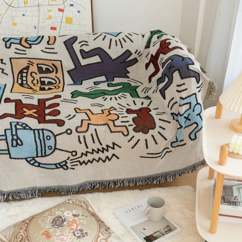 Mjuk och Mångsidig Pläd med Unikt Doodle-Mönster