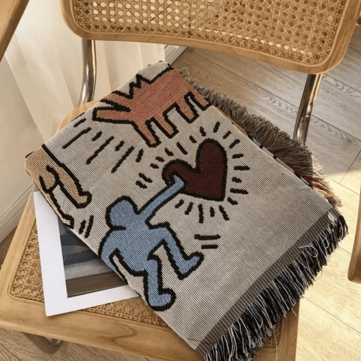 Mjuk och Mångsidig Pläd med Unikt Doodle-Mönster