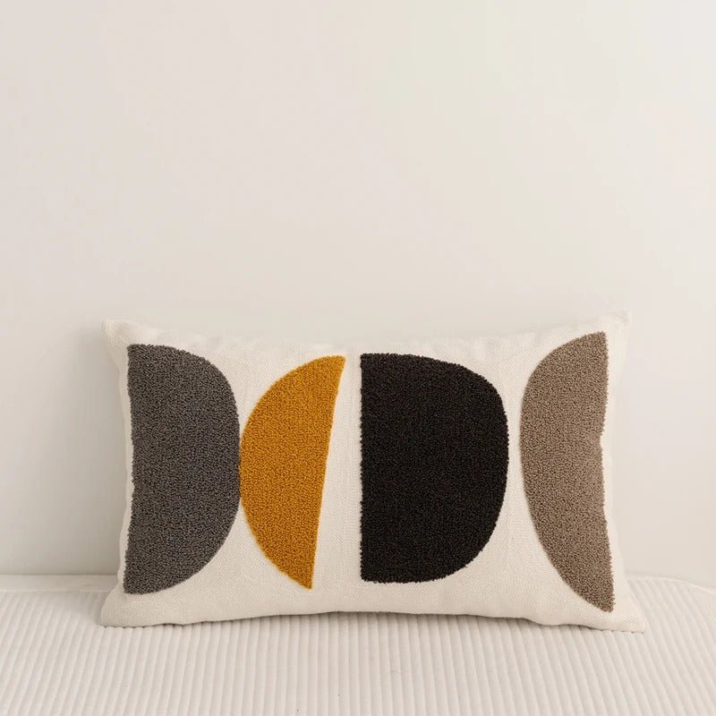 Geometriskt Kuddfodral i Bomullsblandning med Elegant Broderi