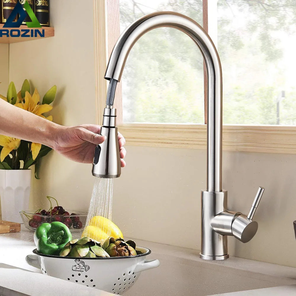 Fleksibel Køkkenarmatur med Elegant Nickel Finish