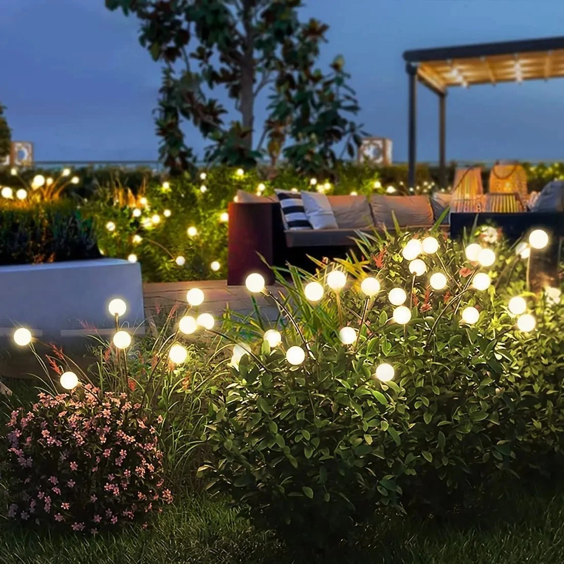 Solcellslampor för trädgården | Flexibla LED-lampor med eldflugseffekt