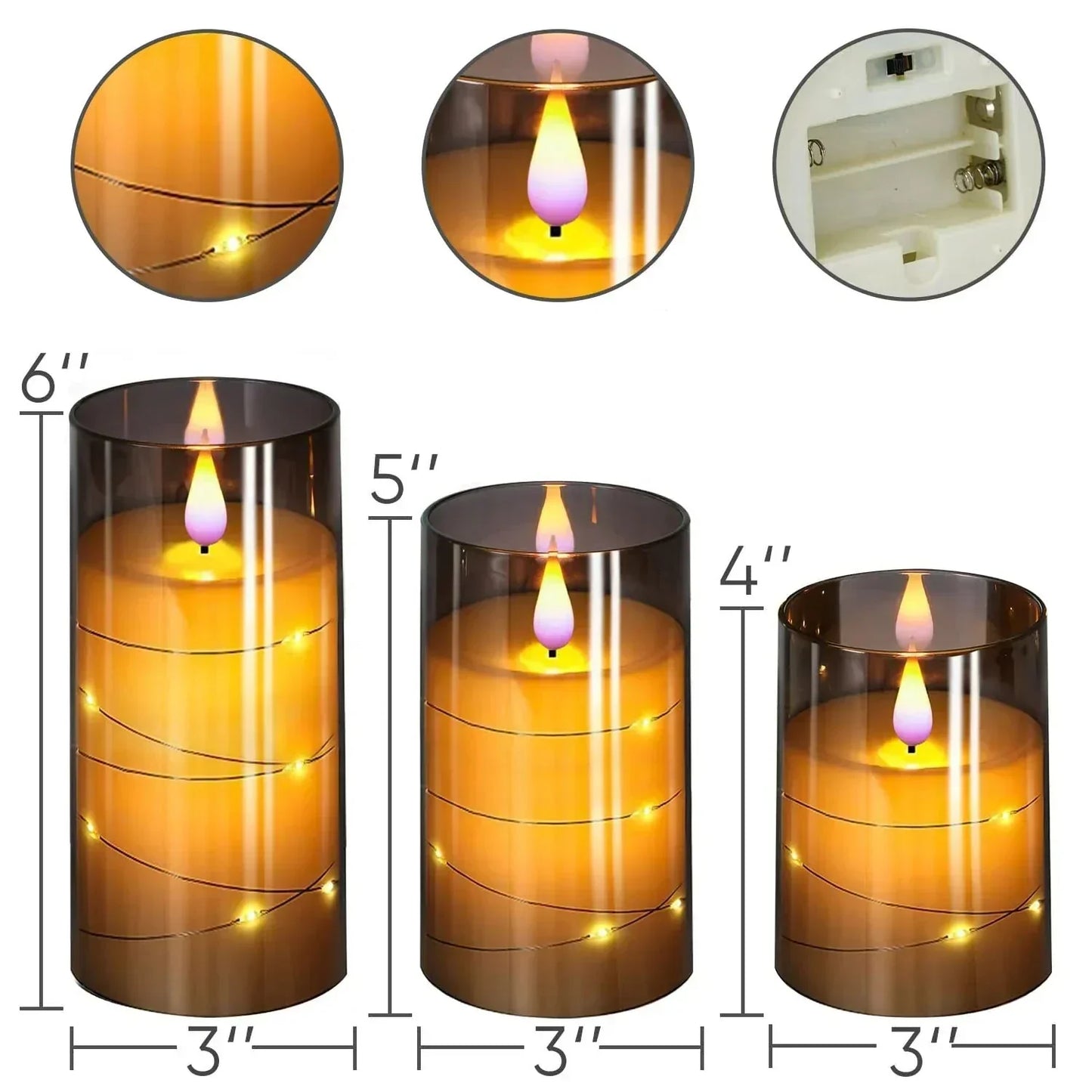 Flamlösa LED-ljus med realistisk flammeffekt